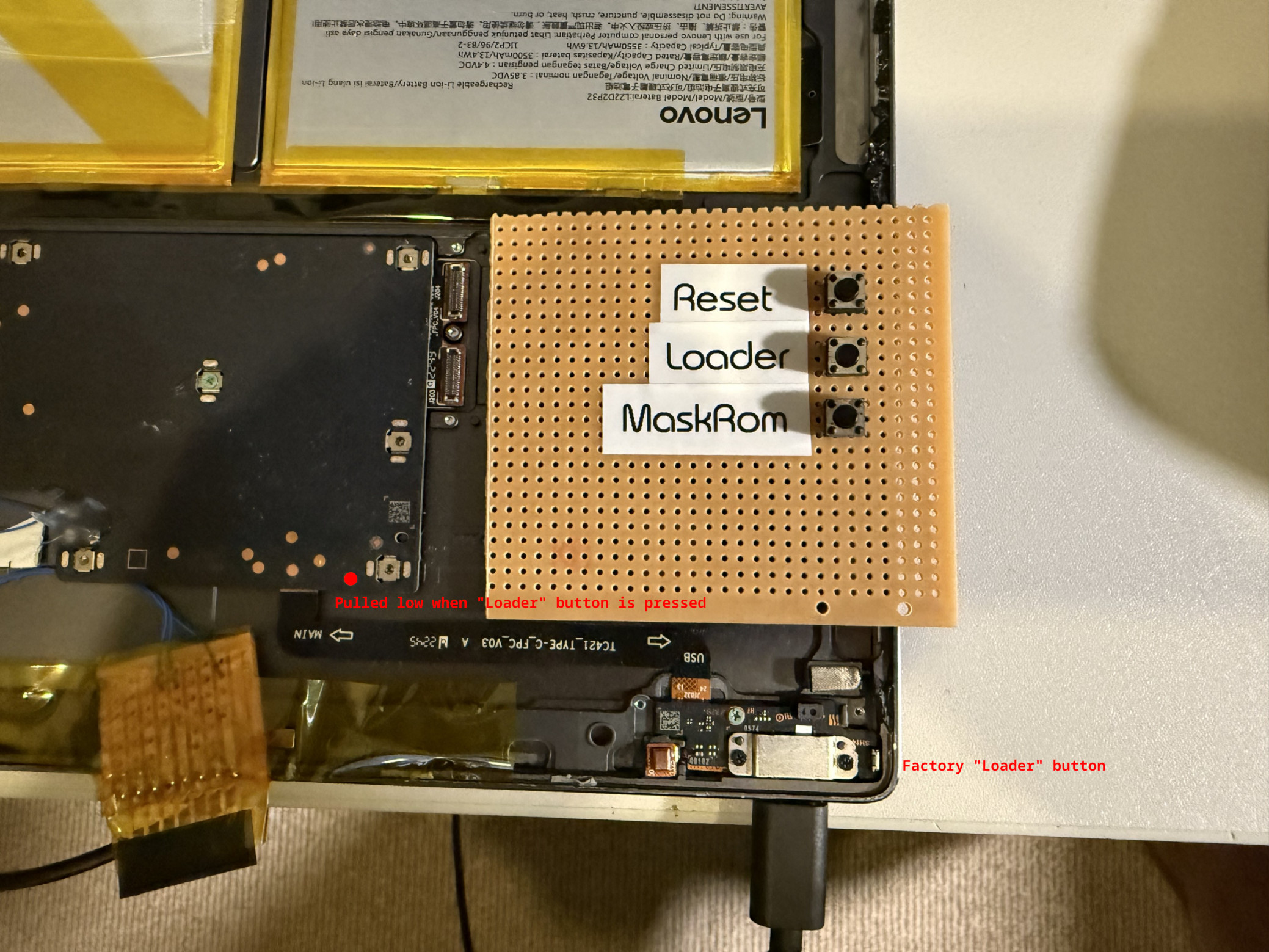 Location of Loader button and corresponding test point